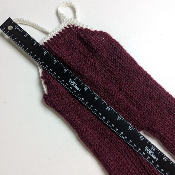 Vintage Handmade Romper Baby Girls Size Preemie Burgundy Knit Jumpsuit - Picture 4 of 5